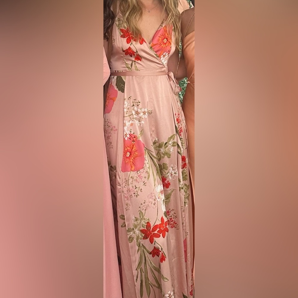 Lulu's Pink Floral Maxi Dress - Picture 6 of 7